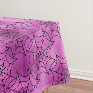 Seamless Purple Foil and Black Cobwebs Halloween Tablecloth