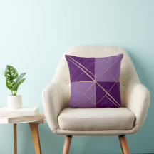 Seamless purple Grid Pattern Throw Pillow