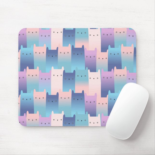 Seamless purple pink cats mouse pad (With Mouse)