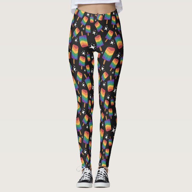 Seamless Reapeating Plaid Asexual Pride Pattern Leggings (Front)