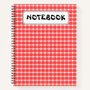 Seamless Red and White Chequered Pattern Notebook