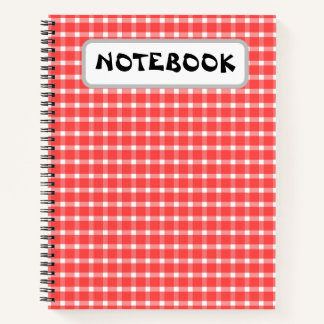 Seamless Red and White Chequered Pattern  Notebook