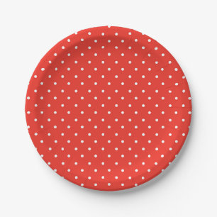 Seamless red background polka dot pattern paper plate
