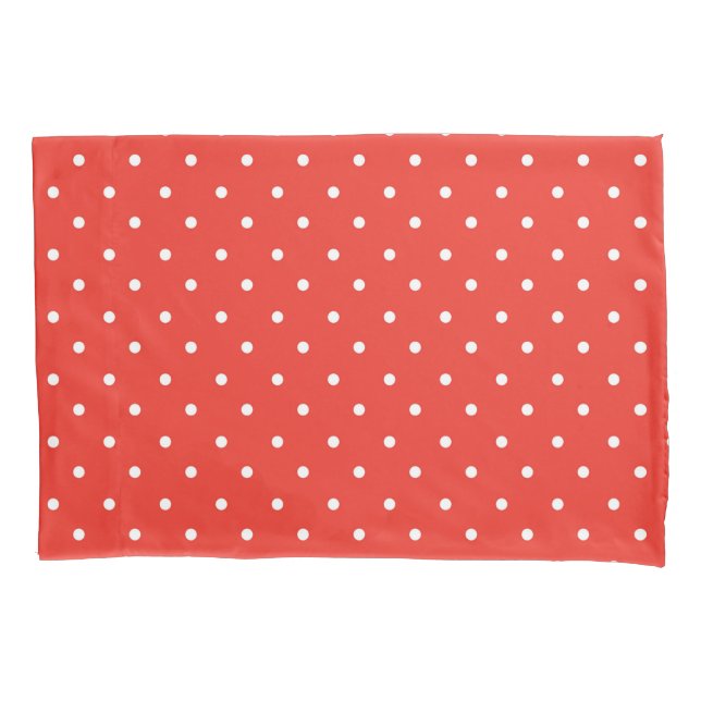 Seamless red background polka dot pattern pillowcase (Front-Left)