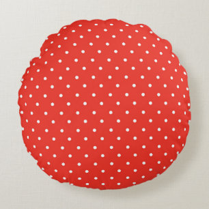 Seamless red background polka dot pattern round cushion