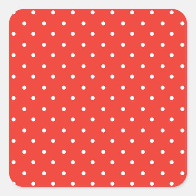 Seamless red background polka dot pattern square sticker (Front)