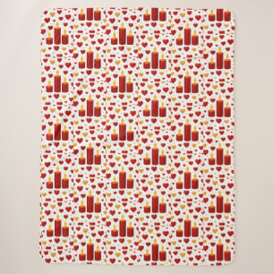 "Seamless Red & Gold Candlelight Hearts Pattern – Sherpa Blanket