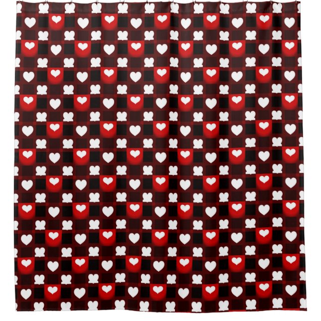 Seamless Red Heart Pattern Background Shower Curtain (Front)