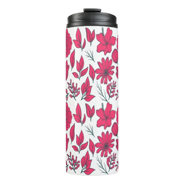 Seamless Red Wild Flowers Pattern  Thermal Tumbler (Front)