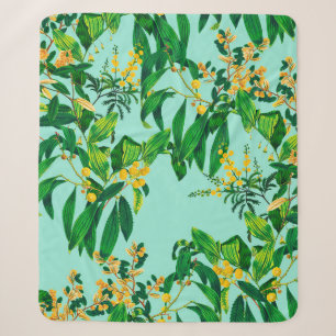 Seamless repeat design made with tropical leaves d sherpa blanket