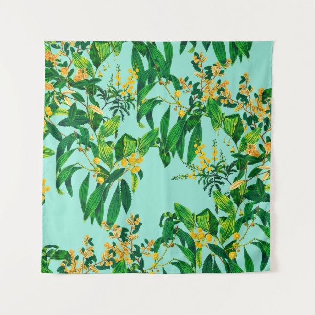 Seamless repeat design made with tropical leaves d tapestry (Front)