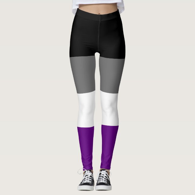 Seamless Repeating Asexual Pride Flag Pattern Leggings (Front)