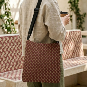 Seamless Retro Arc Pattern in Red and Gold Crossbody Bag