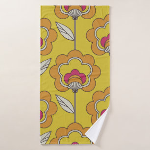 seamless retro floral pattern bath towel