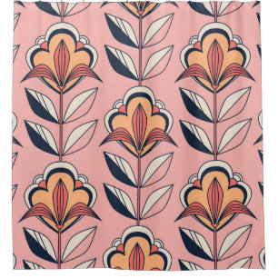 seamless retro floral pattern shower curtain