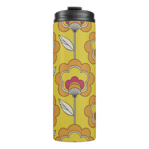 seamless retro floral pattern thermal tumbler