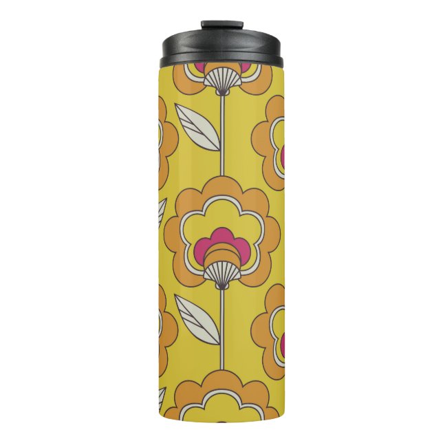 seamless retro floral pattern thermal tumbler (Front)