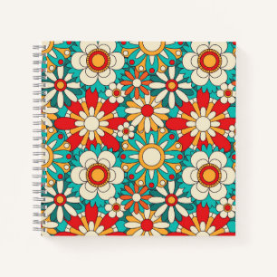 Seamless Retro Floral Pattern. Vintage Decorative Notebook