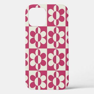 Seamless retro groovy design with vintage daisy fl iPhone 12 case