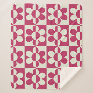 Seamless retro groovy design with vintage daisy fl sherpa blanket