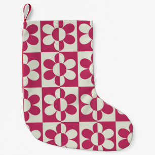 Seamless retro groovy design with vintage daisy fl small christmas stocking