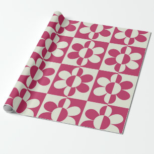 Seamless retro groovy design with vintage daisy fl wrapping paper