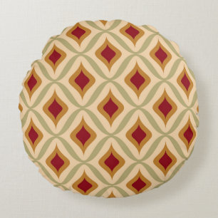 Seamless retro ornamental pattern vintage illustra round cushion