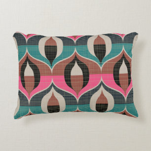 Seamless retro pattern in the style of the sixties decorative cushion
