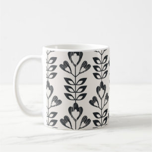 seamless retro pattern with abstract flowers and l coffee mug