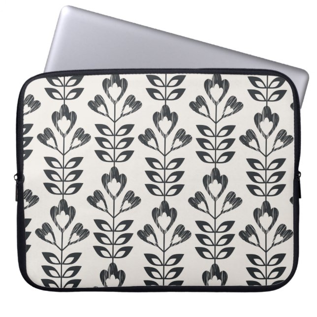 seamless retro pattern with abstract flowers and l laptop sleeve (Front)