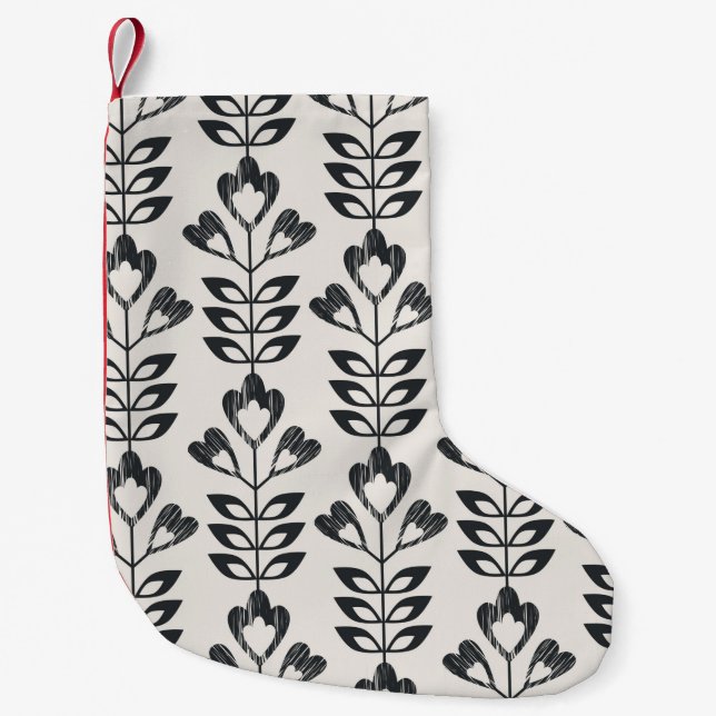 seamless retro pattern with abstract flowers and l small christmas stocking (Front)