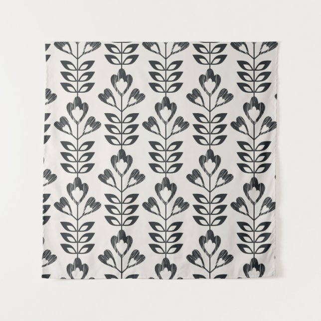 seamless retro pattern with abstract flowers and l tapestry (Front)