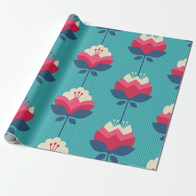 seamless retro pattern with flowers wrapping paper (Unrolled)