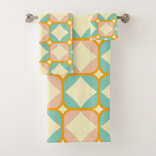 Seamless retro pattern with rounded squares bath towel set