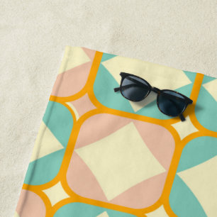 Seamless retro pattern with rounded squares beach towel