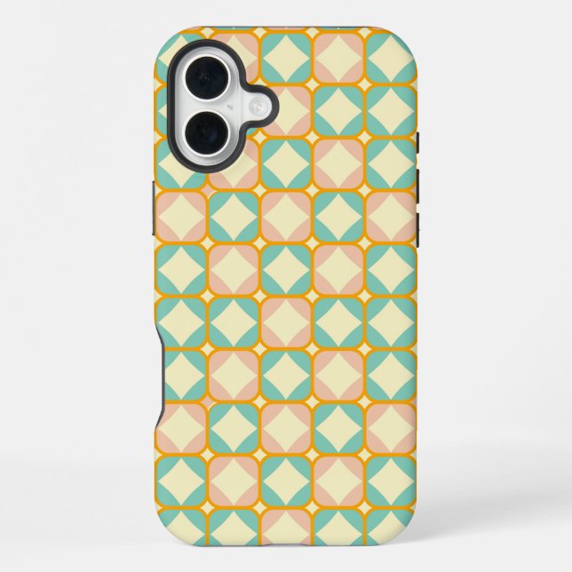 Seamless retro pattern with rounded squares iPhone case (Back)