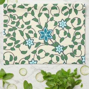 Seamless retro pattern with rounded squares kitche tea towel