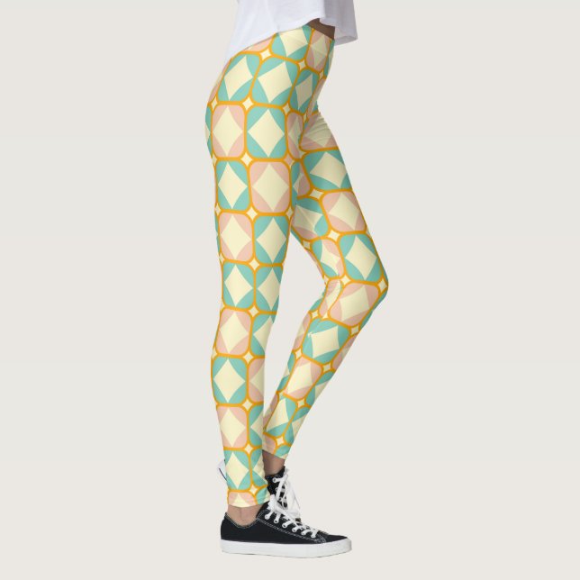 Seamless retro pattern with rounded squares leggings (Right)