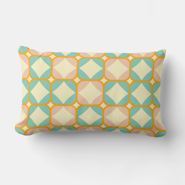 Seamless retro pattern with rounded squares lumbar cushion (Front)