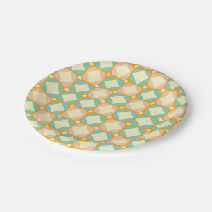 Seamless retro pattern with rounded squares paper plate