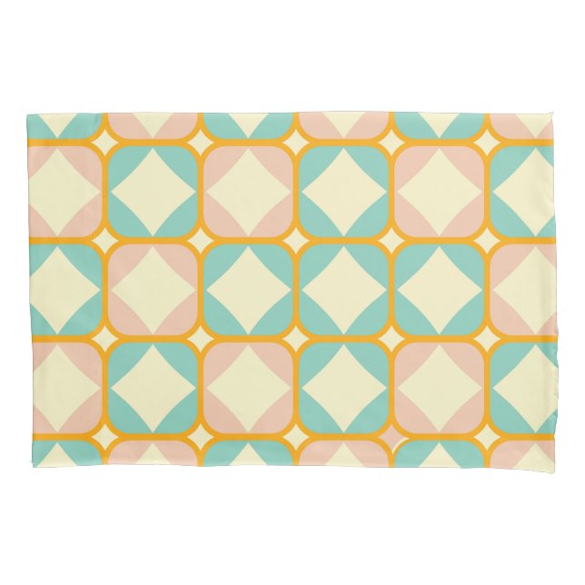 Seamless retro pattern with rounded squares pillowcase (Front-Left)