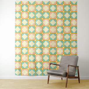 Seamless retro pattern with rounded squares tapestry