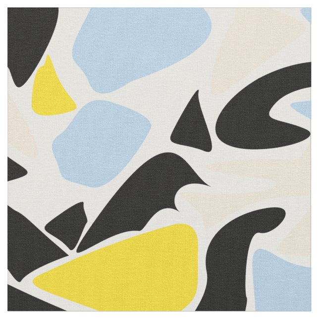 Seamless retro vintage elements blue yellow black  fabric (Close Up)