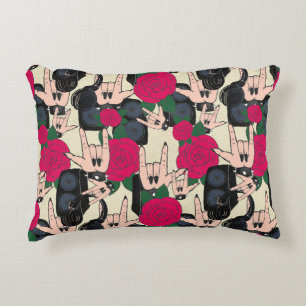 Seamless rock music, abstract pattern. decorative cushion