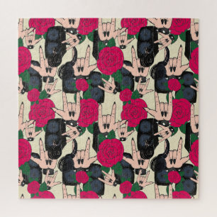 Seamless rock music, abstract pattern. jigsaw puzzle