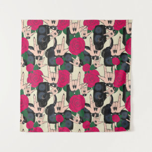Seamless rock music, abstract pattern. tapestry