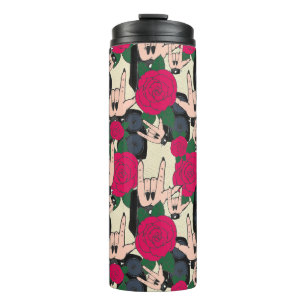 Seamless rock music, abstract pattern. thermal tumbler
