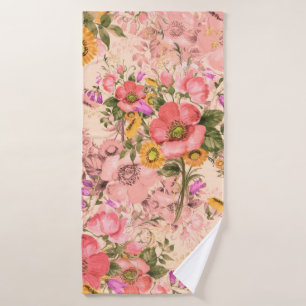 Seamless rococo pattern bouquets. Beautiful bouque Bath Towel