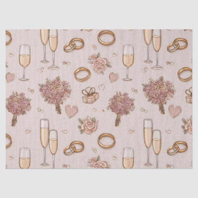 Seamless Romantic Wedding Pattern Tissue Paper (Front)