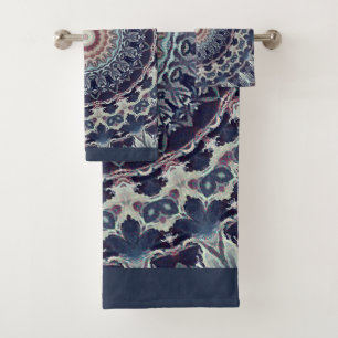 Seamless round ornamental mandala pattern arabic k bath towel set